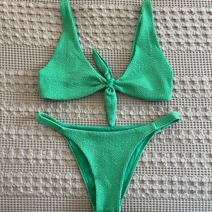 Monday Swimwear - Aloe Green Crinkle Top & Bottom